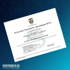 Editable Colombia Servicio Nacional de Aprendizaje SENA Diploma in Analysis and Software Development Template Page Preview - EditDocs
