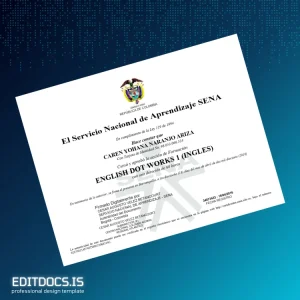 Editable Colombia Servicio Nacional de Aprendizaje SENA English Dot Works 1 Diploma Page Preview - EditDocs