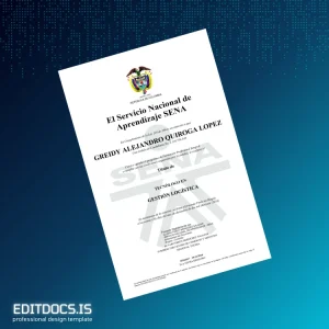 Editable Colombia Servicio Nacional de Aprendizaje Technologist in Logistics Diploma Page Preview - EditDocs