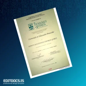 Editable Colombia Tecnológico de Antioquia Bachelor of Education in Preschool Education Template Page Preview - EditDocs