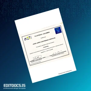 Editable Colombia Telefónica Colombia Coaching Diploma Page Preview - EditDocs