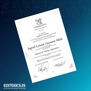 Editable Colombia Uniautónoma del Cauca Engineer of Information Systems Diploma Page Preview - EditDocs
