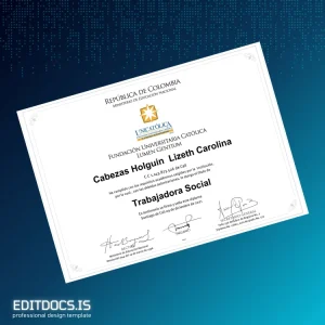 Editable Colombia Unicatólica Social Worker Diploma Page Preview - EditDocs