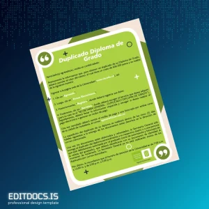 Editable Colombia Universidad Industrial de Santander Duplicate Diploma Template Page Preview - EditDocs