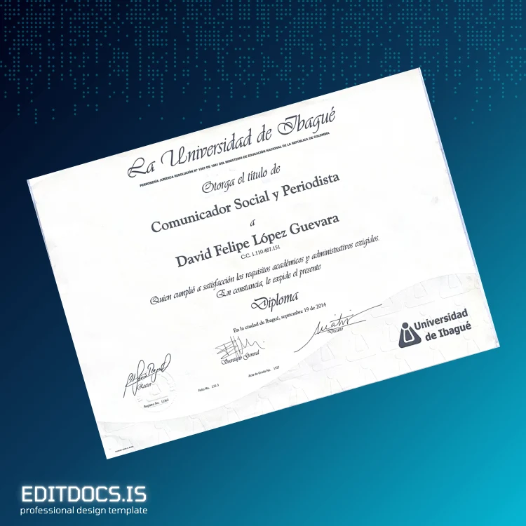 Editable Colombia Universidad de Ibagué Bachelor of Social Communication and Journalism Template Page Preview - EditDocs