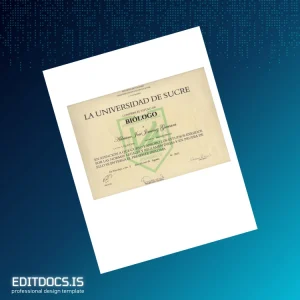 Editable Colombia Universidad de Sucre Biologist Diploma Page Preview - EditDocs