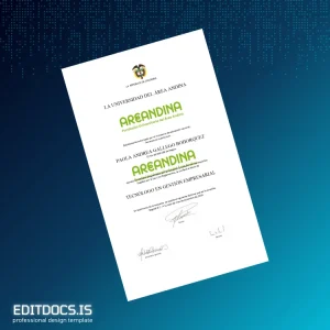 Editable Colombia University of the Area Andina Technologist in Business Management Diploma Page Preview - EditDocs