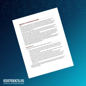 Editable Country Unknown Institute_University Name Unknown Diploma in International Health Template Page Preview - EditDocs