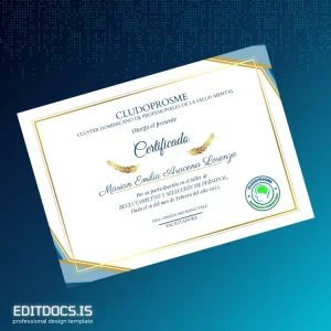 Editable Dominican Republic CLUSTER OF DOMINICAN PROFESSIONALS IN MENTAL HEALTH Certificate Template Page Preview - EditDocs