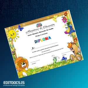 Editable Dominican Republic Centro Educativo Bienvenido Del Castillo Pre-Primary Diploma Page Preview - EditDocs