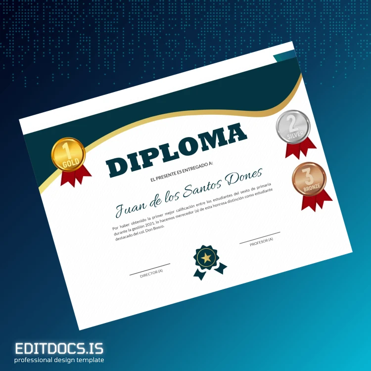 Editable Dominican Republic Don Bosco School Elementary School Diploma Page Preview - EditDocs
