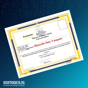 Editable Dominican Republic University of Santo Domingo Basic Education Diploma Template Page Preview - EditDocs