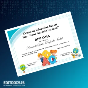 Editable Ecuador Centro de Educación Inicial _June Guzmán Serrano_ Diploma in Initial Education Certificate Page Preview - EditDocs