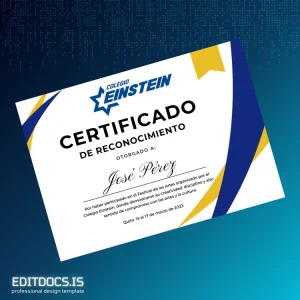 Editable Ecuador Colegio Einstein Recognition Certificate in Arts Page Preview - EditDocs
