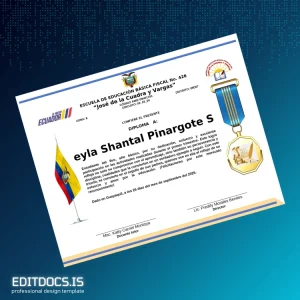 Editable Ecuador Escuela de Educación Básica Fiscal No. 426 Diploma Page Preview - EditDocs