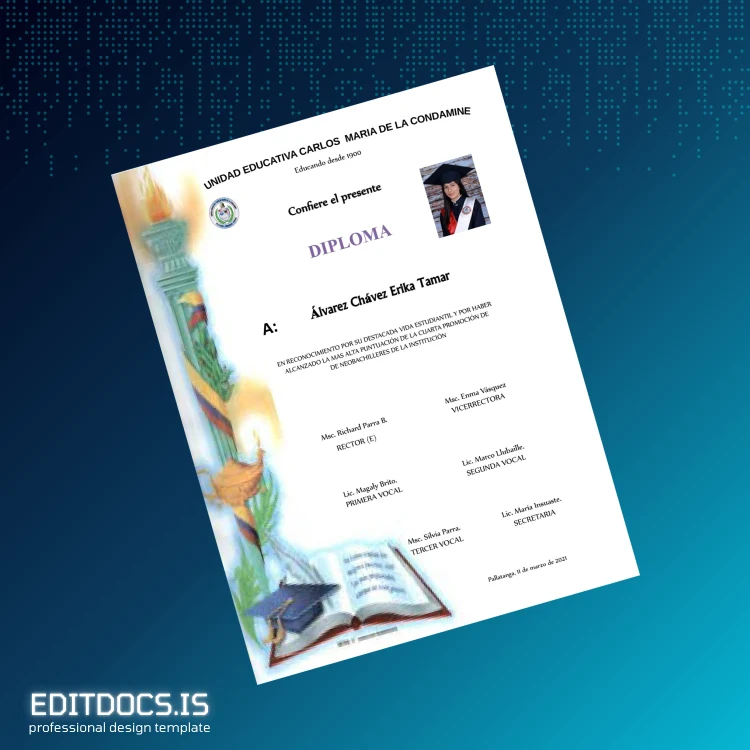 Editable Ecuador Palliatanga Graduation Diploma Template page 2 Page Preview - EditDocs