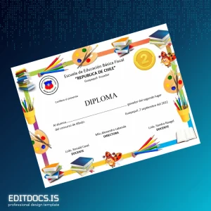Editable Ecuador Republic of Chile School Diploma Page Preview - EditDocs
