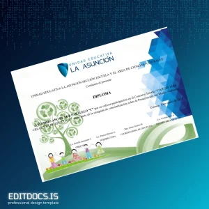 Editable Ecuador Unidad Educativa La Asunción Diploma for Participation in Recycling Contest EGB 7C Page Preview - EditDocs