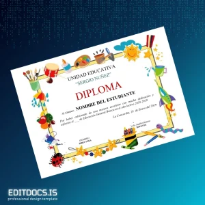 Editable Ecuador Unidad Educativa _Sergio Nuñez_ Diploma Certificate Page Preview - EditDocs