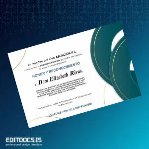 Editable El Salvador Asuncion F.C. Honor and Recognition Diploma Page Preview - EditDocs