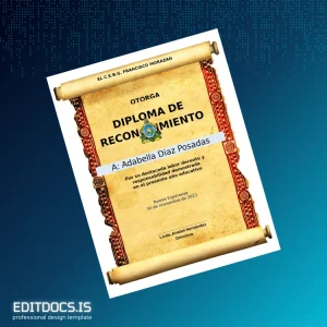 Editable El Salvador C.E.B.G. Francisco Morazán Diploma of Recognition Template Page Preview - EditDocs