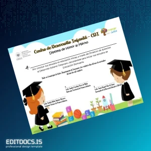 Editable El Salvador Centro de Desarrollo Infantil CDI Honor Diploma Template Page Preview - EditDocs