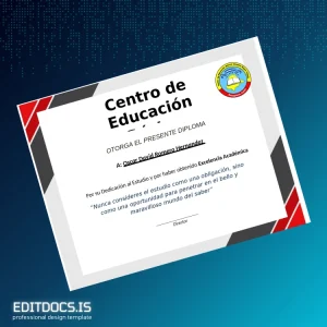 Editable El Salvador Centro de Educación High School Diploma Template Page Preview - EditDocs