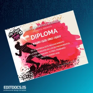 Editable El Salvador Club Deportivo Renacer Diploma Page Preview - EditDocs