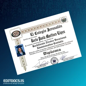 Editable El Salvador Colegio Jerusalén High School Diploma in Vocational Technical Accounting Template Page Preview - EditDocs