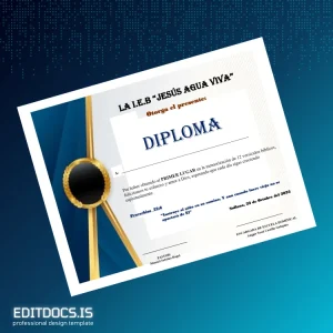 Editable El Salvador I.E.B. _Jesús Agua Viva_ Diploma Template Page Preview - EditDocs