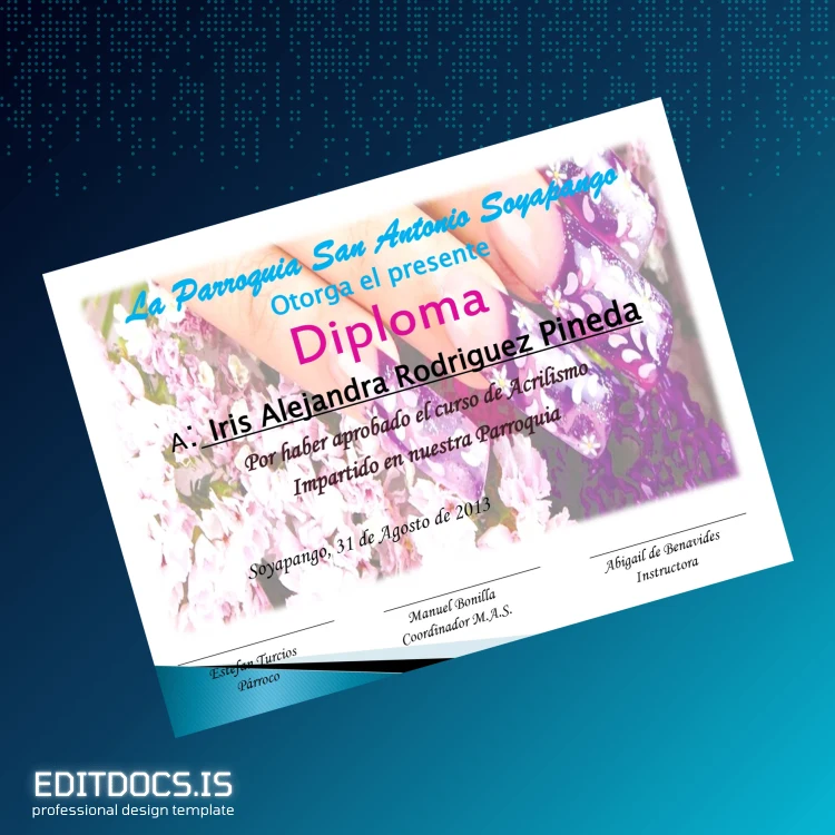 Editable El Salvador Parroquia San Antonio Soyapango Basic Computing Diploma Template page 3 Page Preview - EditDocs