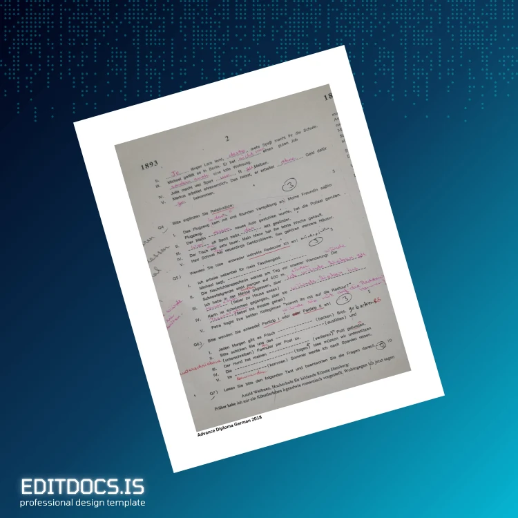 Editable Germany Advanced Diploma in German Template page 2 Page Preview - EditDocs