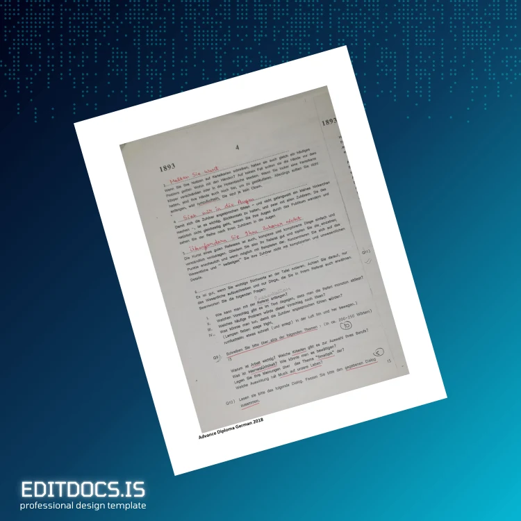 Editable Germany Advanced Diploma in German Template page 4 Page Preview - EditDocs