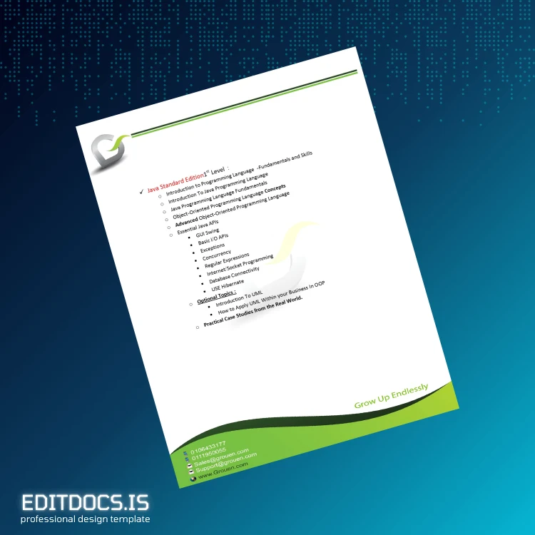 Editable Grouen Java and Oracle Developer Diploma page 3 Page Preview - EditDocs