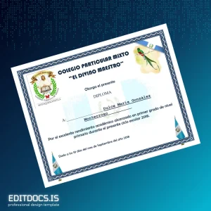 Editable Guatemala Colegio Particular Mixto _El Divino Maestro_ Diploma Certificate Page Preview - EditDocs