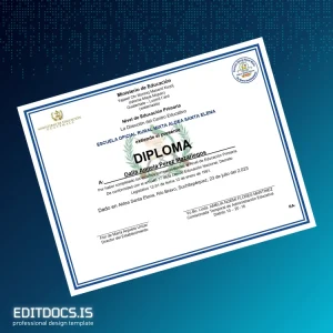Editable Guatemala Escuela Oficial Rural Mixta Aldea Santa Elena Primary Education Diploma Page Preview - EditDocs