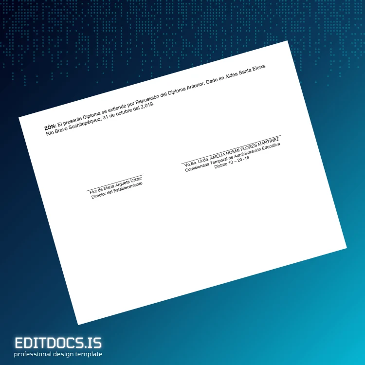 Editable Guatemala Escuela Oficial Rural Mixta Aldea Santa Elena Primary Education Diploma page 2 Page Preview - EditDocs