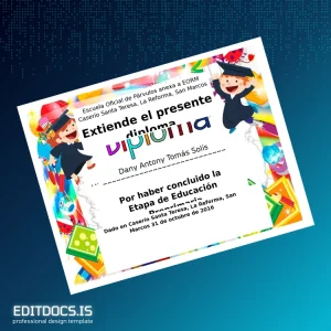 Editable Guatemala Escuela Oficial de Párvulos anexa a EORM Preprimary Education Diploma Page Preview - EditDocs