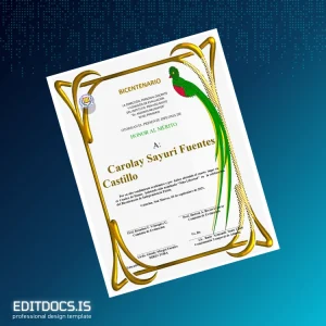 Editable Guatemala Instituto Privado Mixto Dr. Máximo Neumayer Honorary Diploma Certificate Page Preview - EditDocs