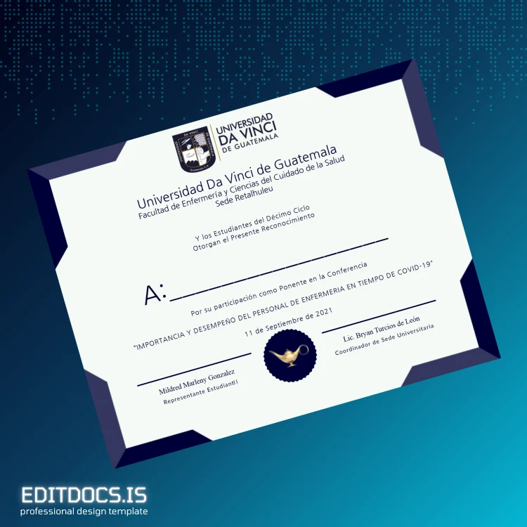 Editable Guatemala Universidad Da Vinci Diploma Template Page Preview - EditDocs