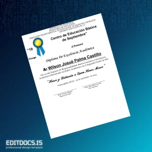 Editable Honduras Centro de Educación Básica de Septiembre Academic Excellence Diploma Page Preview - EditDocs