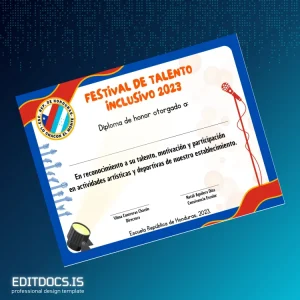 Editable Honduras Escuela República de Honduras Diploma Certificate Page Preview - EditDocs