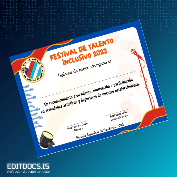 Editable Honduras Escuela República de Honduras Diploma Certificate Page Preview - EditDocs