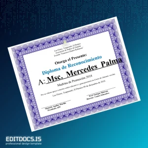 Editable Honduras Francisco Duarte Robinson School Diploma of Recognition Template Page Preview - EditDocs