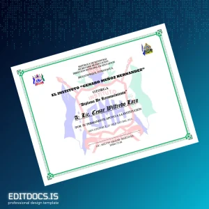 Editable Honduras Genaro Muñoz Hernández Institute Recognition Diploma Template Page Preview - EditDocs