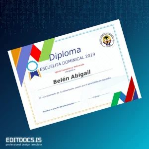 Editable Honduras Iglesia Evangélica y Reformada School Diploma Page Preview - EditDocs