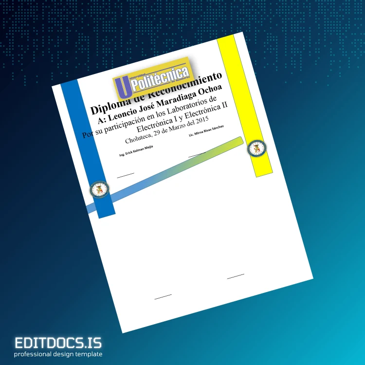 Editable Honduras Universidad de Choluteca Diploma in Electronics Page Preview - EditDocs