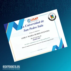 Editable Honduras Universidad de San Pedro Sula Diploma in Microsoft Word 365 in Law Page Preview - EditDocs