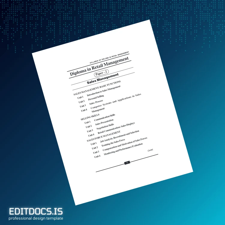 Editable India Institute of Management Retail Management Diploma Template page 2 Page Preview - EditDocs