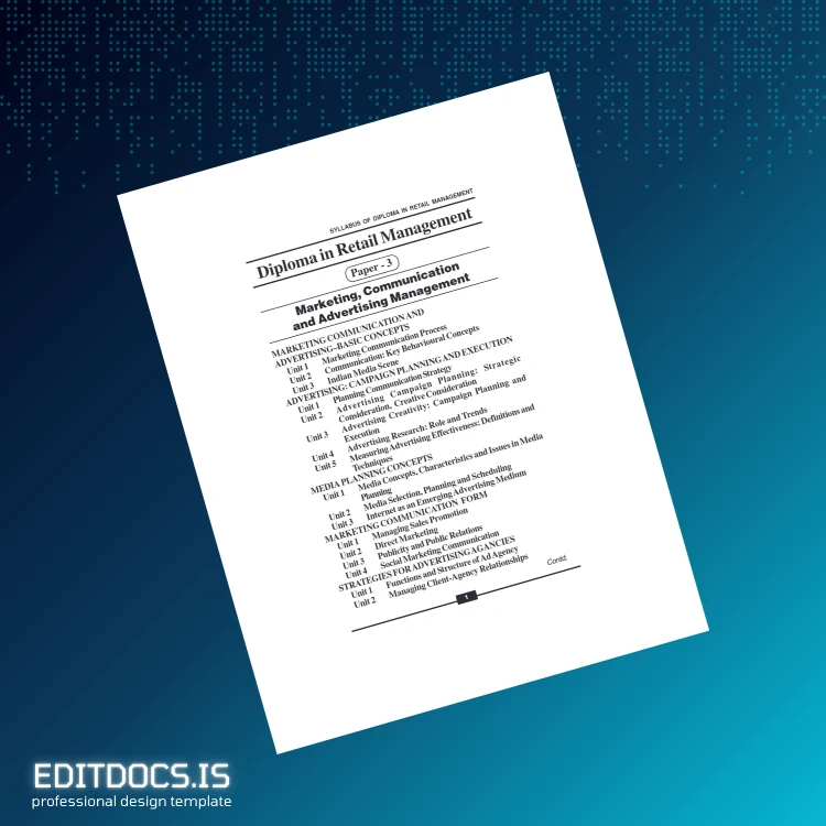 Editable India Institute of Management Retail Management Diploma Template page 4 Page Preview - EditDocs